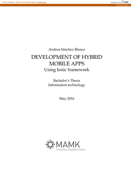 DEVELOPMENT of HYBRID MOBILE APPS Using Ionic Framework