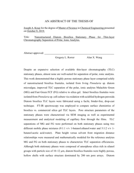 Nanostructured Diatom Biosilica Stationary Phase for Thin-Layer Chromatography Separation of Polar, Ionic Analytes