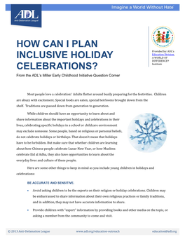 How Can I Plan Inclusive Holiday Celebrations?