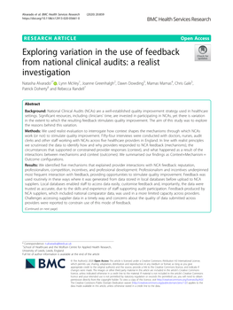 Exploring Variation in the Use of Feedback from National Clinical