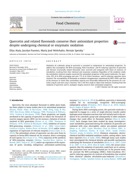 Quercetin and Related Flavonoids Conserve Their Antioxidant