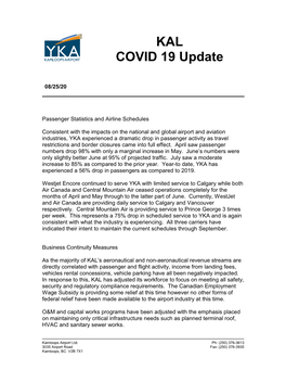 KAL COVID 19 Update