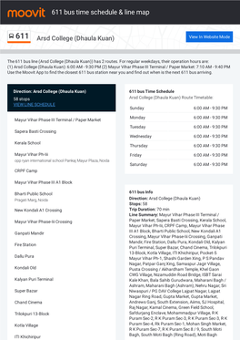 611 Bus Time Schedule & Line Route