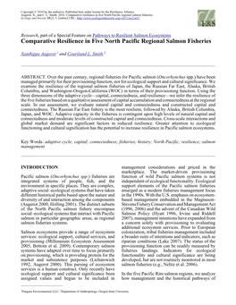 Comparative Resilience in Five North Pacific Regional Salmon Fisheries