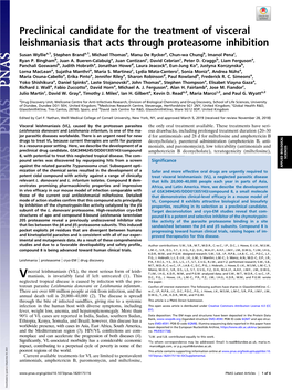 Preclinical Candidate for the Treatment of Visceral Leishmaniasis That Acts Through Proteasome Inhibition