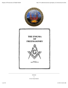 Enigma of Freemasonry by Ralph Omholt