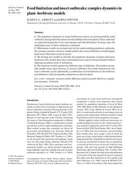 Food Limitation and Insect Outbreaks: Complex Dynamics in Plant