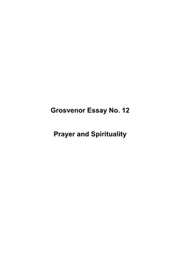 Grosvenor Essay No. 12 Prayer and Spirituality