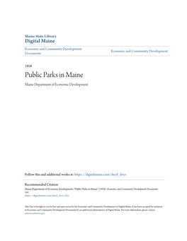 Public Parks in Maine Maine Department of Economic Development