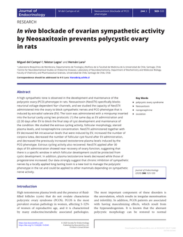 In Vivo Blockade of Ovarian Sympathetic Activity by Neosaxitoxin Prevents Polycystic Ovary in Rats