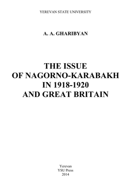 The Issue of Nagorno-Karabakh in 1918-1920 and Great Britain