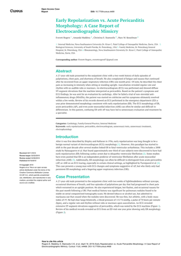 Early Repolarization Vs. Acute Pericarditis Morphology: a Case Report of Electrocardiographic Mimicry