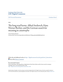 Alfred Andersch, Hans Werner Richter, and the German Search for Meaning in Catastrophe