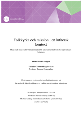 Folkkyrka Och Mission I En Luthersk Kontext