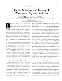 Indoor Spawning and Raising of Warmouth, Lepomis Gulosus Luke P