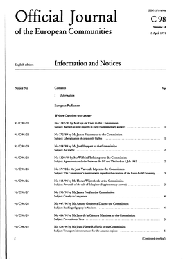 Official Journal C98 Volume 34 of the European Communities 15 April 1991