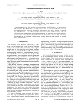 Experimental Electronic Structure of Be2c