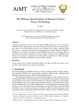 The Military Specifications of Remote Control Tower Technology