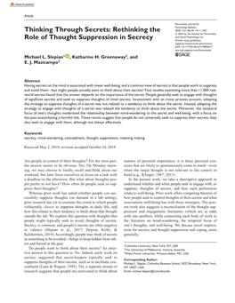 Thinking Through Secrets: Rethinking the Role of Thought Suppression in Secrecy