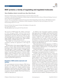 MAF Proteins: a Family of Regulating and Regulated Molecules