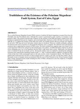 Truthfulness of the Existence of the Pelusium Megashear Fault System, East of Cairo, Egypt