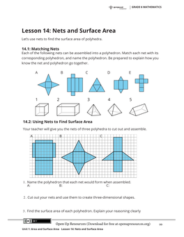 Lesson 14: Nets and Surface Area