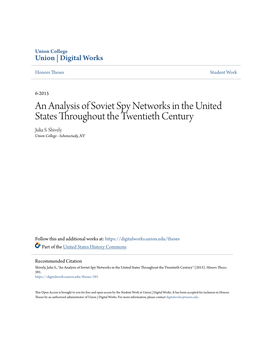 An Analysis of Soviet Spy Networks in the United States Throughout the Twentieth Century Julia S