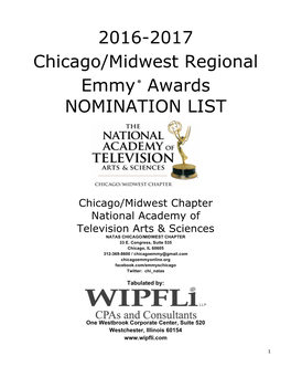 2016-2017 Chicago/Midwest Regional Emmy® Awards