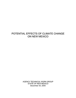 Potential Effects of Climate Change on New Mexico