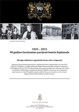 O Povijesti Hotela Esplanade