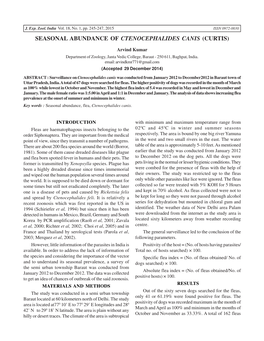 Seasonal Abundance of Ctenocephalides Canis (Curtis)