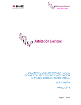 Descriptivo De La Distritación Local Con Nuevas Secciones Por Afectación Al Marco Geográfico Electoral