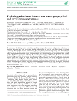 Exploring Palm–Insect Interactions Across Geographical and Environmental Gradients