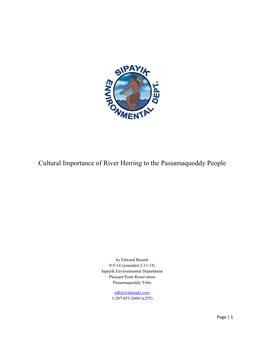 Cultural Importance of River Herring to the Passamaquoddy People