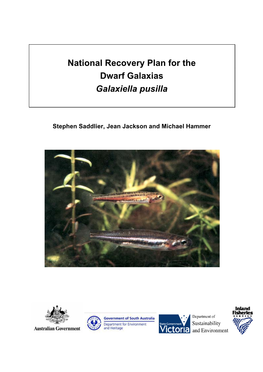 National Recovery Plan for the Dwarf Galaxias Galaxiella Pusilla