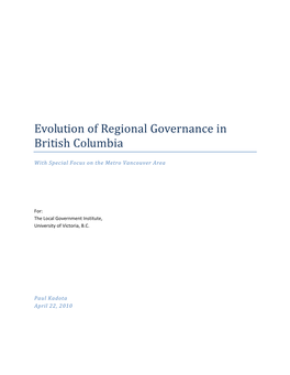 Evolution of Regional Governance in British Columbia