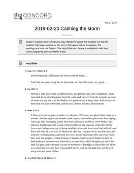 2019-02-20 Calming the Storm