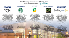 The Dining Commons Starbucks Subway Pod Market Alumni Hall