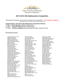 2015-2016 KSU Mathematics Competition