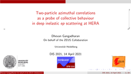 Two-Particle Azimuthal Correlations As a Probe of Collective Behaviour in Deep Inelastic Ep Scattering at HERA