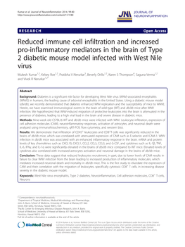 Reduced Immune Cell Infiltration and Increased Pro-Inflammatory