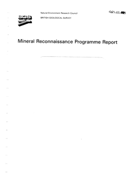 Mineral Reconnaissance Programme Report