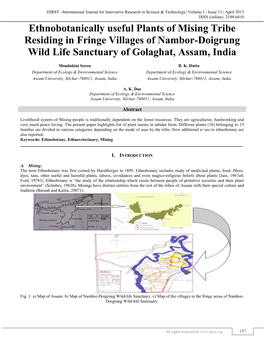 Ethnobotanically Useful Plants of Mising Tribe Residing in Fringe Villages of Nambor-Doigrung