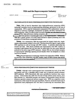 NSA and the Supercomputer Industry