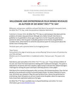 Ebury Press Release Felix Dennis Revealed As Sebastian Melmoth II