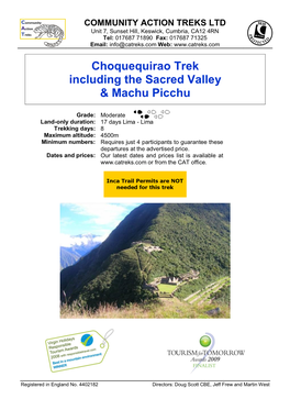 Choquequirao Trek Including the Sacred Valley & Machu Picchu