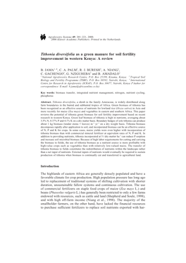 Tithonia Diversifolia As a Green Manure for Soil Fertility Improvement in Western Kenya: a Review