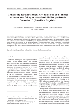 First Assessment of the Impact of Recreational Fishing on the Endemic Sicilian Pond Turtle Emys Trinacris (Testudines, Emydidae)