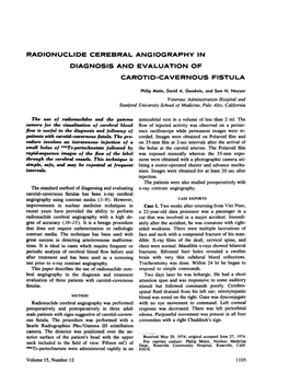 Radionuclide Cerebral Angiography in Diagnosis and Evaluation of Carotid-Cavernous Fistula