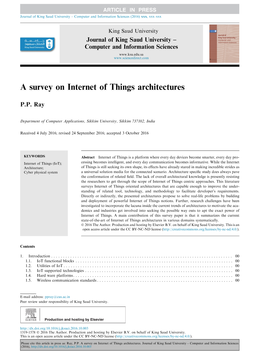 A Survey on Internet of Things Architectures